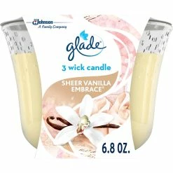 Outlet ✔️ Glade Sheer Vanilla Embrace 3 Wick Candle., 6.8 Oz. ????
