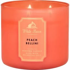 Cheap ???? Bath & Body Works White Barn Color 3 Wick Candle Peach Bellini ❤️
