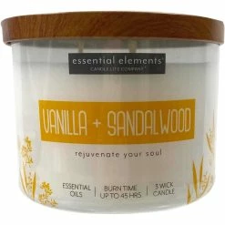Promo ???? Candle-lite Essential Elements Vanilla And ???? Sandalwood Jar Candle 14.75 Oz. ????