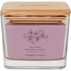Cheapest ???? Yankee Candle Relaxing Orchid And Vanilla Medium Well Living 3 Wick Square Candle ????