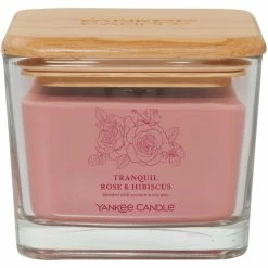 Cheap ???? Yankee Candle Tranquil Rose And Hibiscus Medium Well Living 3 Wick Square Candle ????