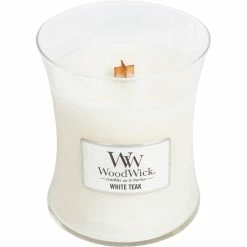 Discount ???? WoodWick White Teak Medium Hourglass Candle ❤️