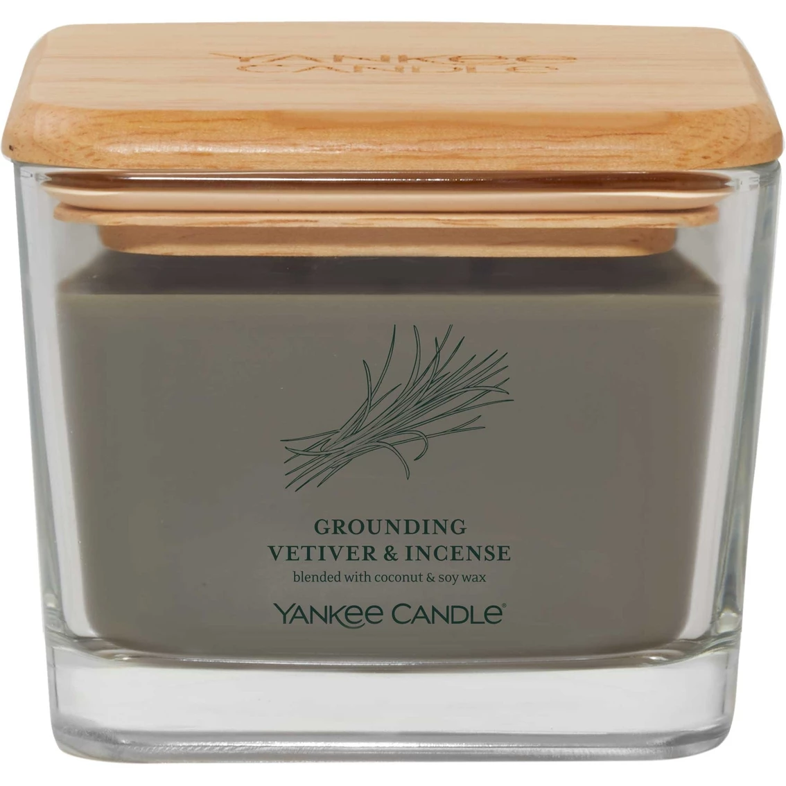 New ???? Yankee Candle Grounding Vetiver And Incense Medium Well Living 3 Wick Square Candle ????