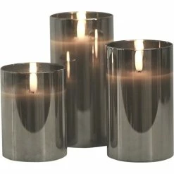Cheapest ???? Simply Perfect Gray Glass Flameless LED Pillar Candles 3 Pk. ✨
