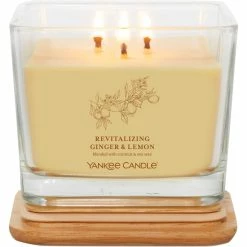 Hot Sale ???? Yankee Candle Revitalizing Ginger & Lemon Medium Well Living 3 Wick Square Candle ????