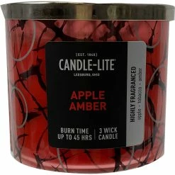 Hot Sale ???? Candle-Lite Premium Apple Amber 3 Wick Candle 14 Oz. ✔️