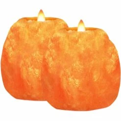 Discount ⌛ Himalayan Glow Natural Salt Candle Holder 2 Pc. Set ❤️