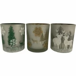 Flash Sale ⌛ ICE Design Factory ???? Christmas Scene Glass Votive Candle Holders, Set Of 3 ❤️
